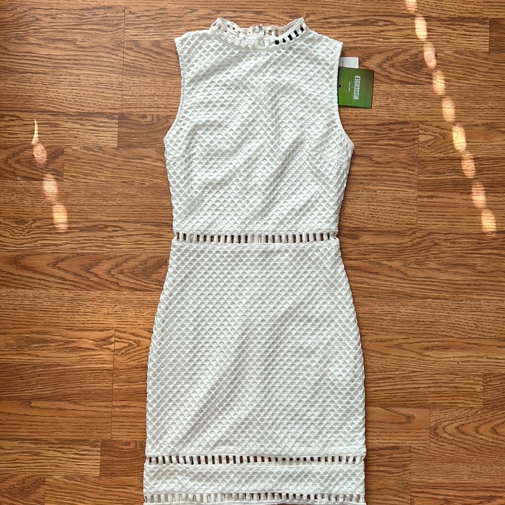 Missguided | Carli Bybel white crochet mini dress